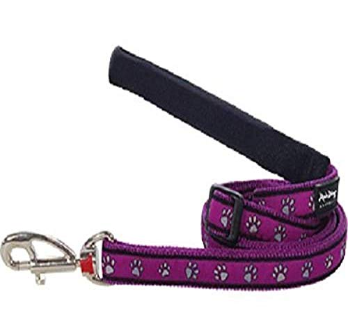 Red Dingo Pet Leash, Pawprint Purple, 15mm