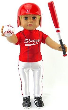 Amazon Com American Fashion World 5pc Red Baseball Uniform Fits 18 Inch Doll Toys Games
