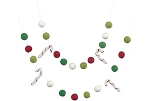Candy Cane Garland: Handmade & Festive Christmas Decoration with Adjustable Wool Felt Canes