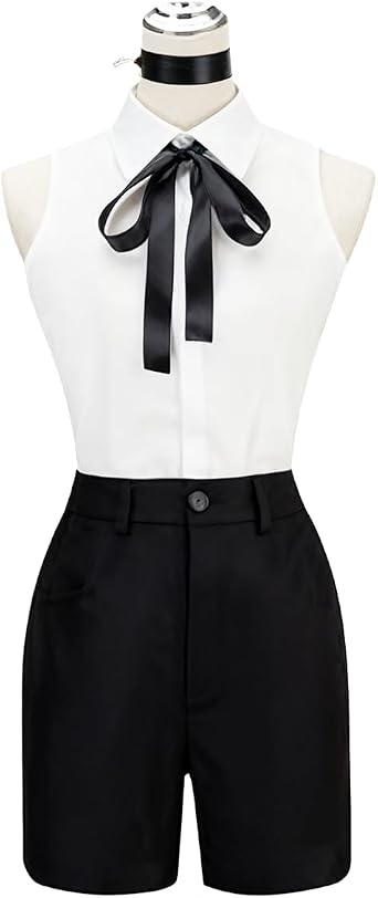 Nuoqi Womens Reze Cosplay Costume Anime Sleeveless Shirt & Shorts Halloween Costumes Set