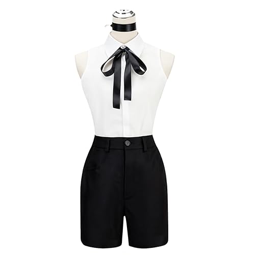 Nuoqi Womens Reze Cosplay Costume Anime Sleeveless Shirt & Shorts Halloween Costumes Set - White - Small