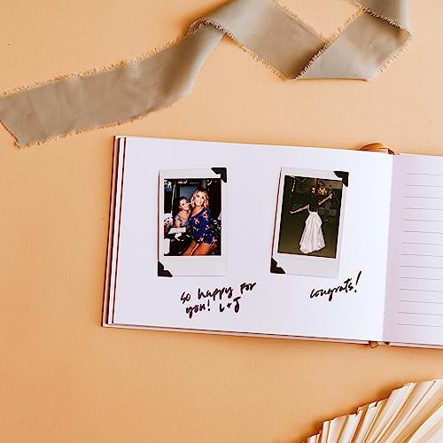 Wedding Guest Book - Classic Weddings Reception Sign In Guestbook 100 Blank Pages For Baby Shower, Anniversary, Birthday, Polaroid Photos - Elegant Hardcover Rustic Album Book With Pen (9" X 6") #TOP4