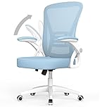 rattantree Office Chair，Mid Back Ergonomic Desk Chair w/Flip-up Armrest，Computer Swivel w/Back Support，Adjustable Conference Executive Manager Chair Home/Office Use - Blue