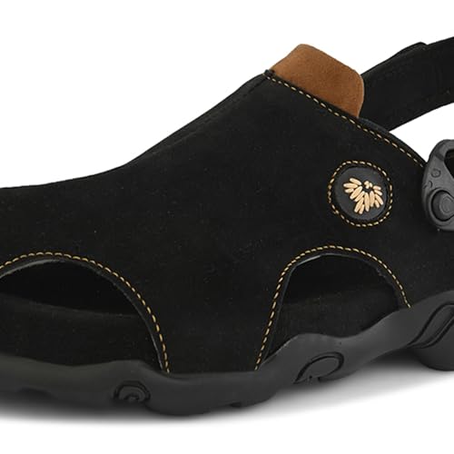 Image of Centrino Men's Sandals | Slingback Strap with Cushioned Black Footbed | Closed-Toe Clog Sandals | Stylish Sandal with Grip Insole | Comfortable Casual Footwear for Office, Travel & Walking (9585)