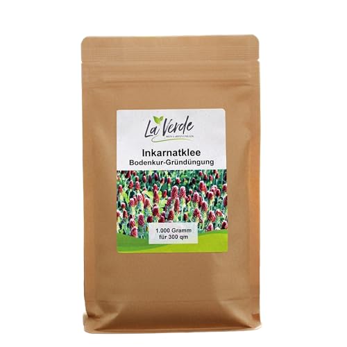 La Verde MEIN GARTEN UND ICH. Inkarnatklee Samen 1kg für 300m², Bodenkur, Winterbegrünung, Stickstoffsammler, Saatgut ohne Gentechnik