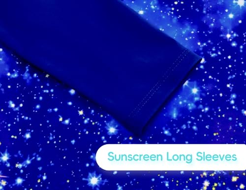 Image of Girls Swimsuit Long Sleeve Rush Guard Bathing Suit Swimwear with Bikini Bottom Sun Protection