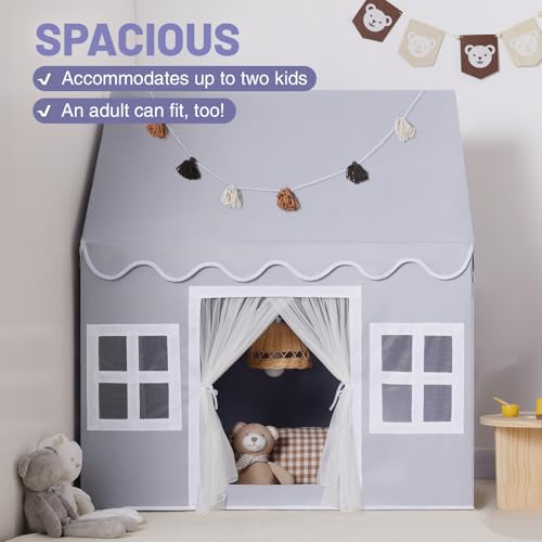 Miniatura 5 de Wilwolfer Tienda De Campaña Infantil: Jugar En Interiores Y Exteriores - Tipi Casita Infantil Con Guirnalda De Borlas Y Alfombra - Casa Grande Para Niñas Y Niños