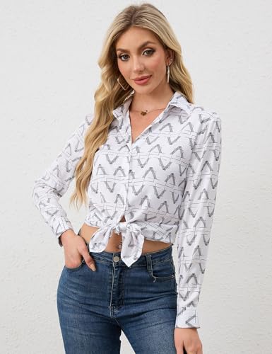 BBIBBI Womens Professional Tops Long Sleeve Button Up Shirt Blusas Casuales De Mujer Bonitas Work Blouses for Women V Letter M