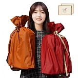 ラッピング 袋 大 プレゼント 袋 大きい 梨地 光沢 W45×H56 cm ギフト袋 【２枚セット】巾着袋 プレゼント用 贈り物 包装袋 誕生日 包む クリスマス バレンタイン 記念日 お祝い 母の日 メッセージカード付き