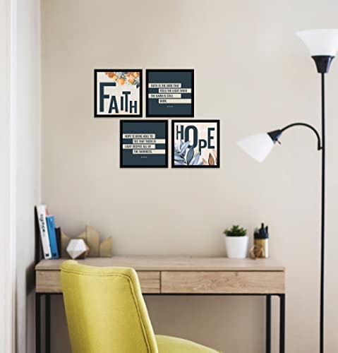 Image of ArtX Paper Motivational Quotes Hope Faith Wall Frame Art Painting, Framed Paintings For Home Office Decor 20 X 20 inches, 10.0 X 10.0 each, Multicolor Posters With Frame, Set of 4 (Hope Faith)