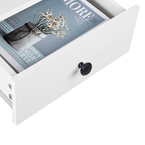 SogesHome Kosole - Mesa auxiliar clásica para pasillo, color blanco con cajones y estante abierto para almacenamiento - imagen 4