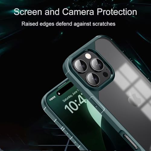 Image of KARWANBack Cover |Shockproof Bumper Case | Full Camera Protection | Raised Edges | Super Soft Side TPU | Bumper Case for iPhone 16 Pro -Green