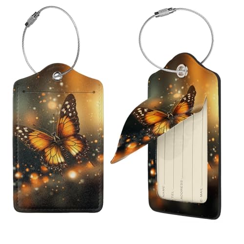 Étiquettes de bagage avec motif papillon pour valise noire