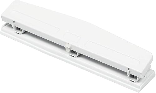 JAM PAPER Perforadora de metal con 3 agujeros, color blanco, capacidad de 10 hojas, se vende individualmente