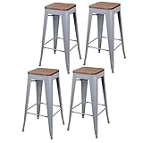 Grigio, 43 x 42 x 77 Urban living - Set di 4 sgabelli da bar vintage Liv, grigio opaco