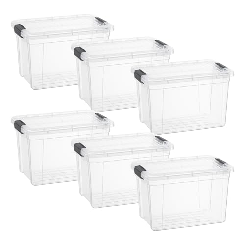 Image of Superio 8.7 Quart Clear Plastic Storage Boxes with Lids, Stackable Organizer Containers, BPA-Free Storage Bins for Home, Office, School & Dorm, 6 Pack