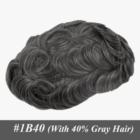 Ehairc Men's 100% Human Hair Toupee, 0.04mm Thin Skin Double Knots, 8x10 Inch 120% Density - Image 2
