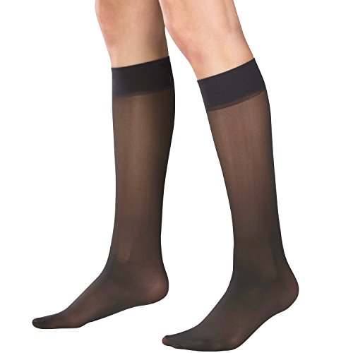 Image of Truform Sheer Compression Stockings, 8-15 mmHg, Women's Knee High Length, 20 Denier