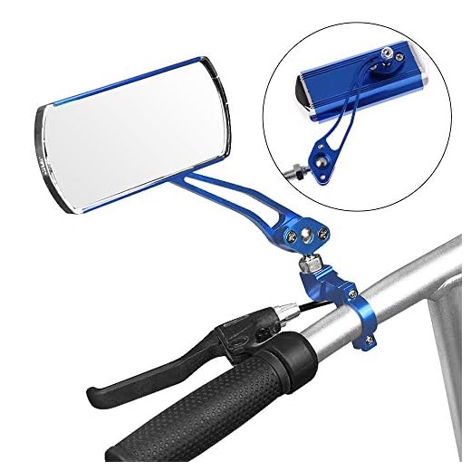 Jeemitery Bicycle Mirror,A Pair of 360°Rotation Back Rearview Mirror Handlebar Wide Angle Bike Mirror-Blue
