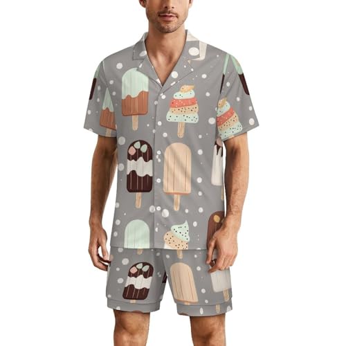 Pyjama court homme imprimé hamburger pour des soirées d'été décontractées et des nuits fraîches