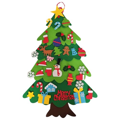 Árbol de Navidad de fieltro, árbol de Navidad de fieltro, árbol de fieltro de Feliz Navidad, árbol de Navidad para colgar en la pared, juego de árbol de Navidad de fieltro iluminado, árbol de
