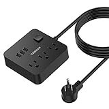 Extension Cord with USB Ports, TESSAN 9.8 ft Long Flat Plug Power Strip with 3 AC Outlet Compact Desktop Charging Station 125V 10 A for Home, Office, Black