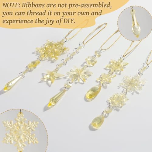 Image of Crystal Ornaments for Christmas Tree Decorations Gold Snowflake Icicles