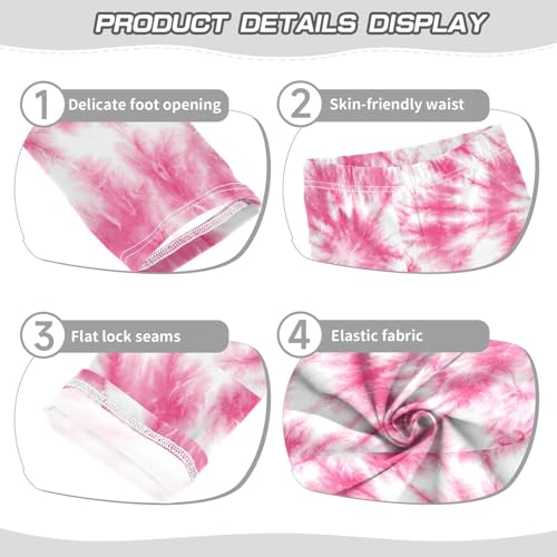 Boccsty Pink White Circle Tie Dye Girls Leggings Kids Yoga Pants Dance Active Tights 4T3