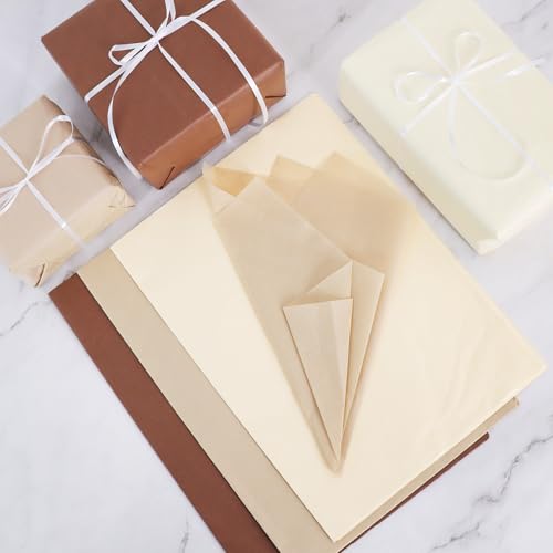 Image of BEISHIDA 90 Sheets Brown Series Tissue Paper Bulk, Wrapping Tissue Paper for Gift Bags, 14 x 20 Inch Gift Wrap for Wedding Birthday Party DIY Crafts Holiday Flowers