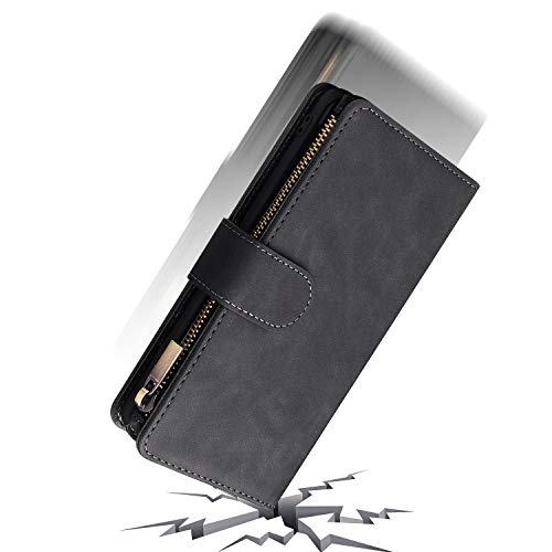 CHICASE Wallet Case for Galaxy S10,Samsung S10 Case,Leather Handbag Zipper Pocket Card Holder Slots Wrist Strap Flip Protective Phone Cover for Samsung Galaxy S10(Black)