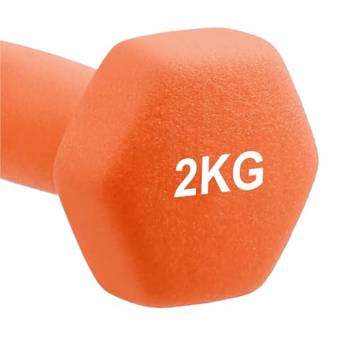 Image of Amazon Brand - Solimo Neoprene Dumbbell 2 kg, Set of 2 (Orange)