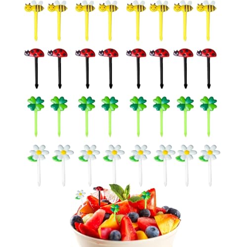 32 Stück Piekser Fingerfood Kinder, Obstgabeln Kinder Snack Piekser Spieße Fingerfood Für Erwachsene Desserts Obst Mittagessen Party