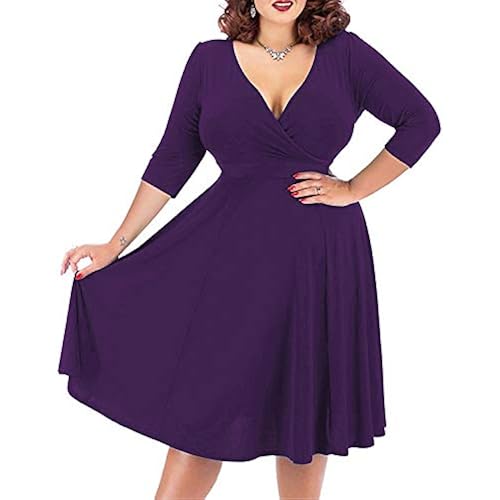 Nemidor Women Plus Size Fall Dress Casual Midi Pocket