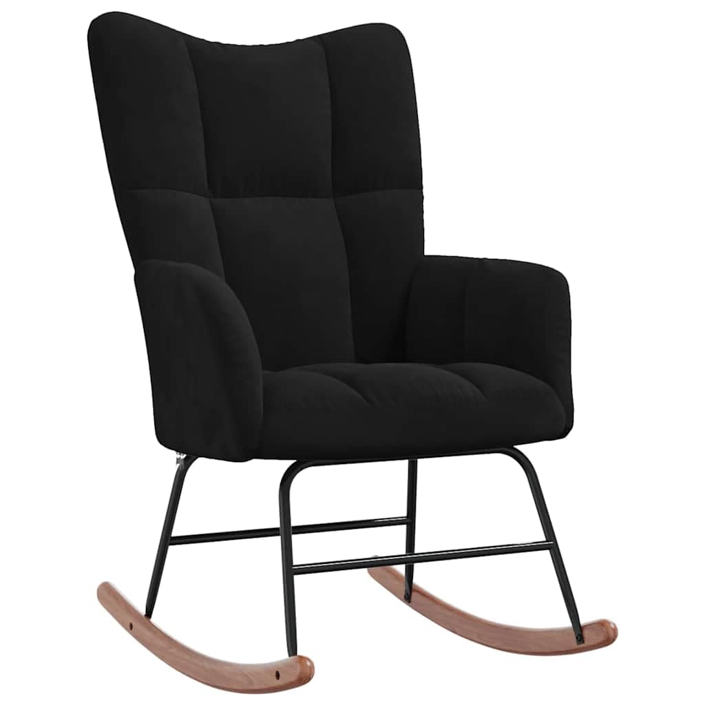 vidaXL Chaise à Bascule Chaise de Relaxation Siège de Relaxation Fauteuil de Salon Salle de Séjour Siège de Salon Maison Noir Velours
