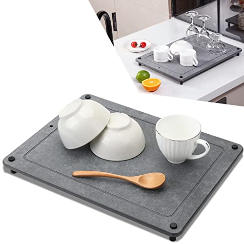 Zebediah Quick Drying Stone Mat For Kitchen Counter – Dries Instantly – Stainless Steel Feet, Home Dish Drying Pad, Stone Dish Drying Mats, Kitchen Super Absorbent Draining Mat (12”X16”) #TOP19