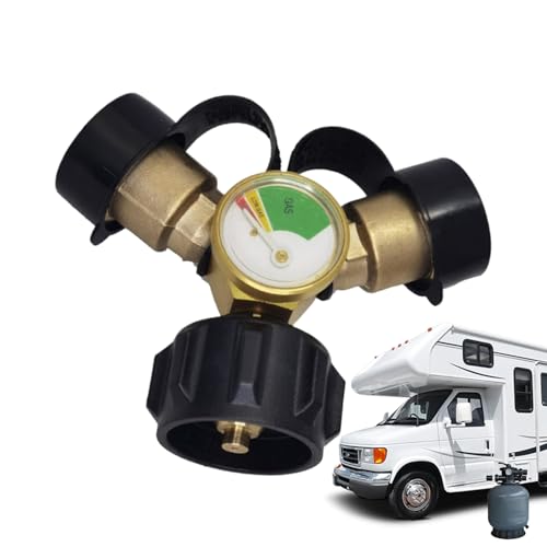 Sionhiuo Diviseur Y pour Propane - Raccord QCC Double Voie pour Bouteilles de Gaz Propane,Robinet d'Arrêt en Laiton Étanche Accessoires de Réchauds...