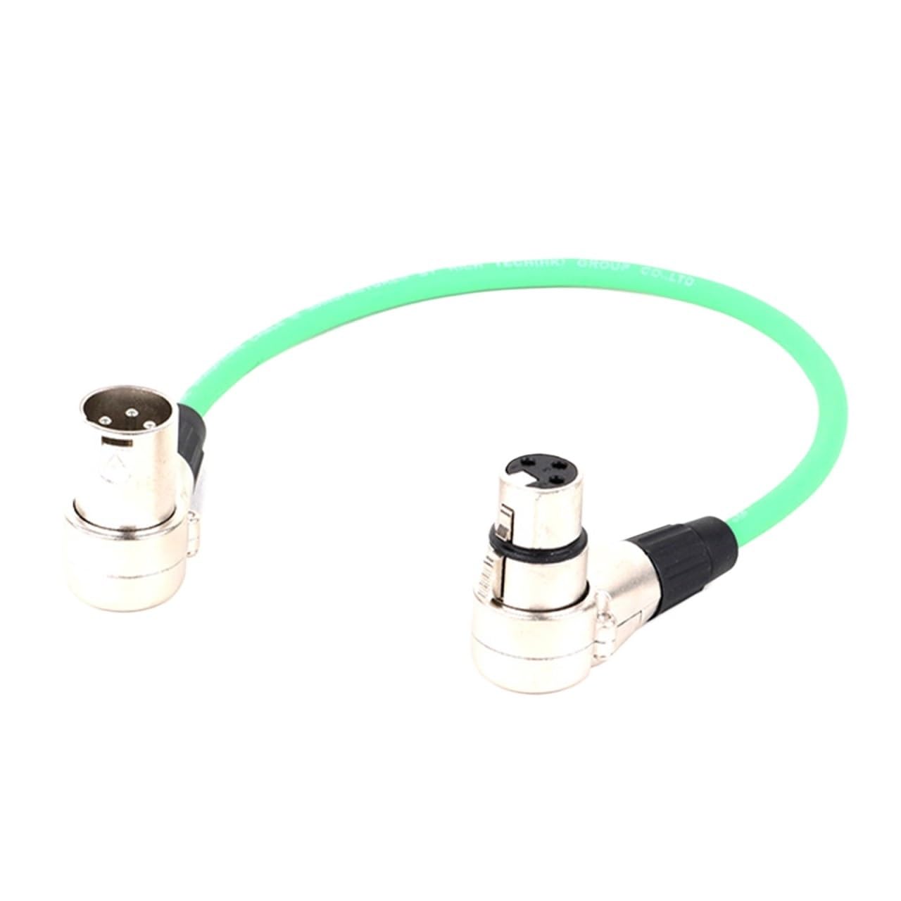 Symetryczny kabel XLR, wtyczka kątowa na gniazdo prostokątne, Pro 3-biegunowe złącze mikrofonu 90 stopni do interfejsu audio lub miksera (zielony, 15 m)