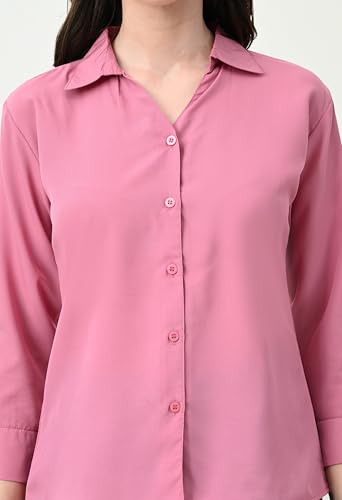 Image of FUNDAY FASHION Women's Crepe Casual Regular Fit Solid V Collered Shirt (Pack of 2)