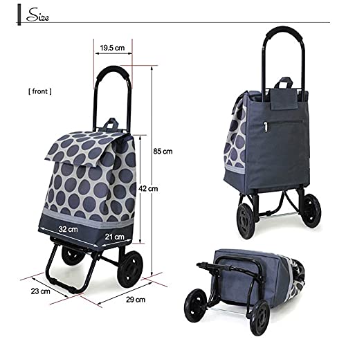 LICHUAN Einkaufstrolley, zusammenklappbar, Wärmespeicherung, Einkaufskorb, Treppenwagen mit Rädern und abnehmbarer… – Bild 6