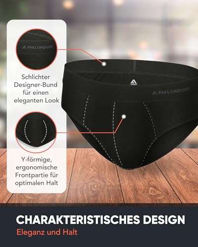 FM London 7er-Pack Essentials Herren Slip – Unterhosen für Männer mit Hohem Baumwollanteil, ohne Etikett, Moderner Slip für Herren mit Anti-Rutsch-Elastikbund Mehrfarbig XXL