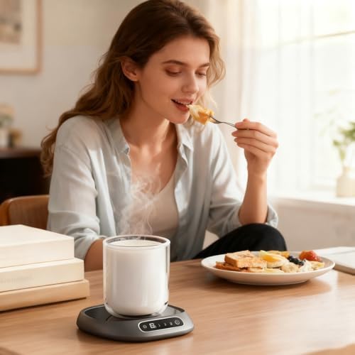 1PCS Coffee Mug Warmer, Mug Warmer, Coffee Cup Warmer, USB Rechargeable Mug Warmer, Electric Coffee Cup Warmer Screen Touch for Desk, Kitchen, Travel