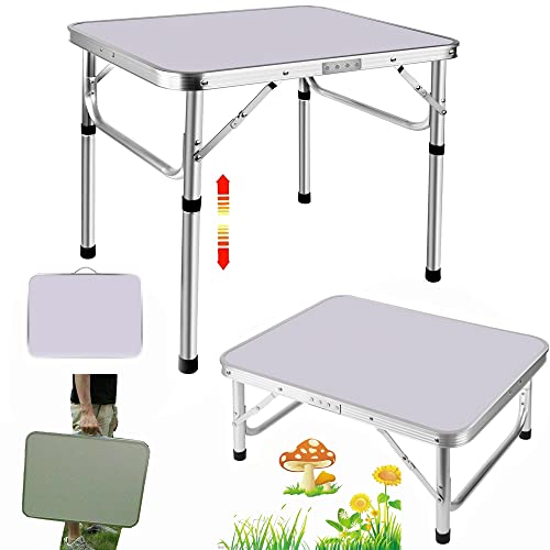 Lucn 2ft Folding Camping Table, Portable Foldable Picnic Tables for Outdoor Indoor Garden, Balcony Market Kitchen Work Table, 2 Height 20cm/56cm, Table Top Size: 60x45cm