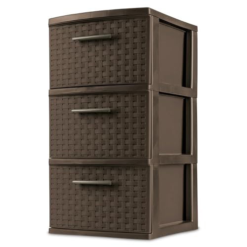 CLMSTE 3 Drawer Weave Tower, Plastic Décor...