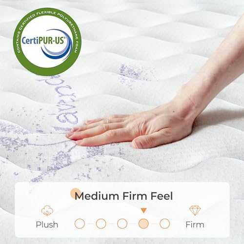 12 Inch Vesgantti Full Size Mattress with Memory Foam and Pocket Springs for Full Size Bed