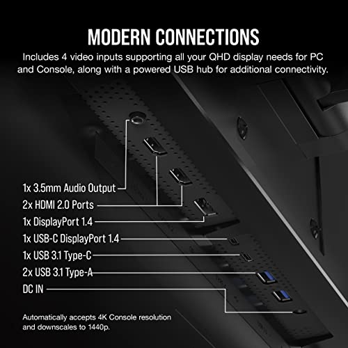 Image of Corsair XENEON 32QHD240 Gaming Monitor - 32-Inch, IPS QHD (2560 x 1440), AMD FreeSync Premium Adaptive Sync, 240Hz Refresh Rate, 1ms, DisplayHDR600, HDMI 2.0, DisplayPort 1.4, USB-C 3.1 - Black