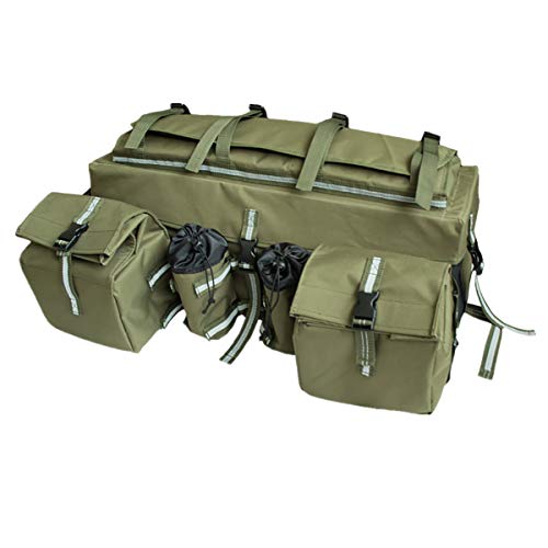 Unistrengh Atv Cargo Bag Rear Rack Gear Bag 600D Waterproof Oxford With Reflective Stripe Topside Bungee Tie-Down Storage Padded-Bottom Multi-Compartment Camo All Purpose Rear Seat Bag (Army Green) #TOP15