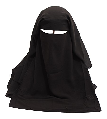 TheHijabStore.com Gesichtsschleier aus Burka, 3-lagig, Saudi-Stil, mit Satinaugenschnur, Braun - Braun Cover