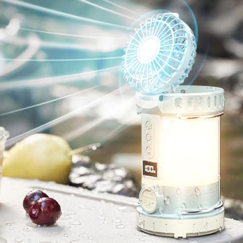 Linterna de camping recargable ventilador pantalla digital luz exterior 7