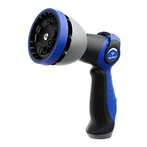 Faimikit Water Hose Nozzle Sprayer - Features 10 Spray Patterns, Thumb Control, On Off Valve for Easy Water Control - HIGH Pressure Garden Hose Nozzle for Garden Hose
