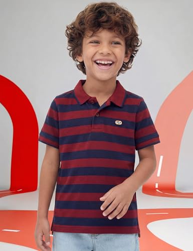 Image of Amazon Brand - Symbol Boys Cotton Rich Striped Polo Tshirt | Collar Tshirts | Half Sleeves | Regular Fit